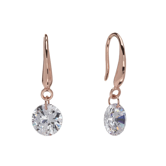 Rose Goldtone Clear Brilliant Cut Swarovski Crystal Earrings