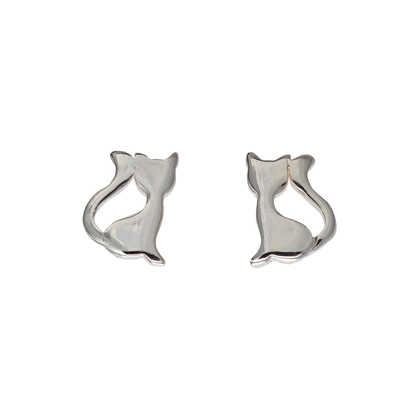 Sterling Silver Kitten Stud Earrings