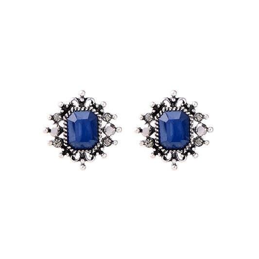 Blue Crystal Stud Earrings