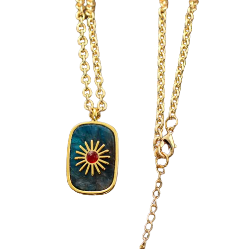 Apatite Sun Pendant Necklace