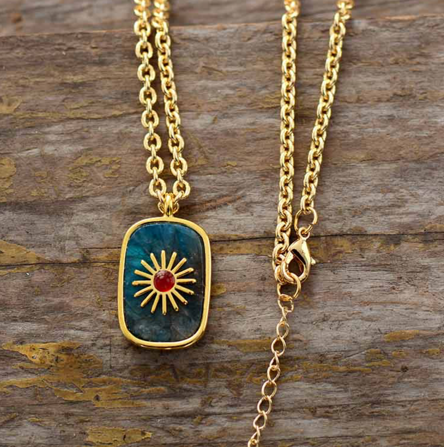 Apatite Sun Pendant Necklace