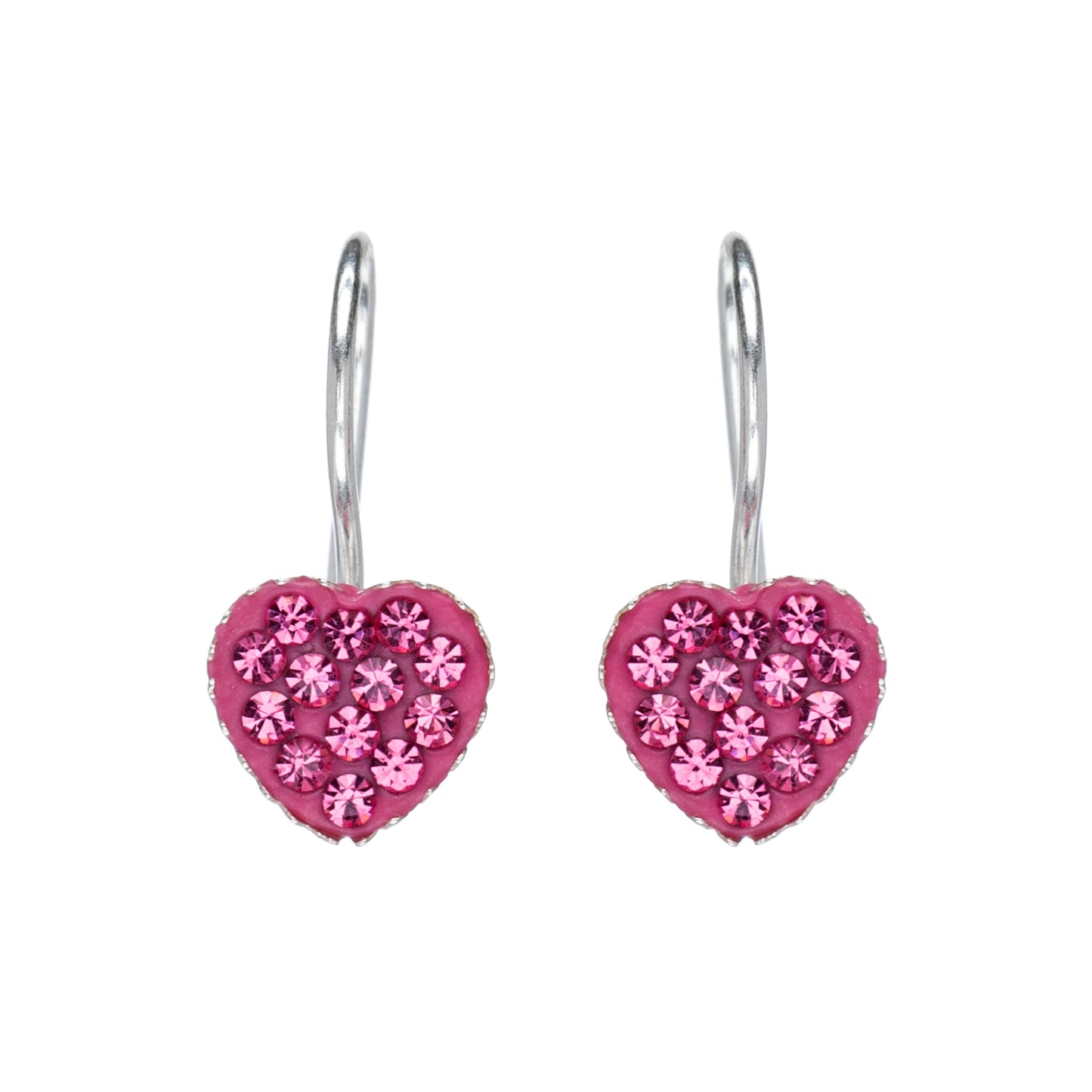 Sterling Silver Pink Cubic Zirconia Heart Earrings