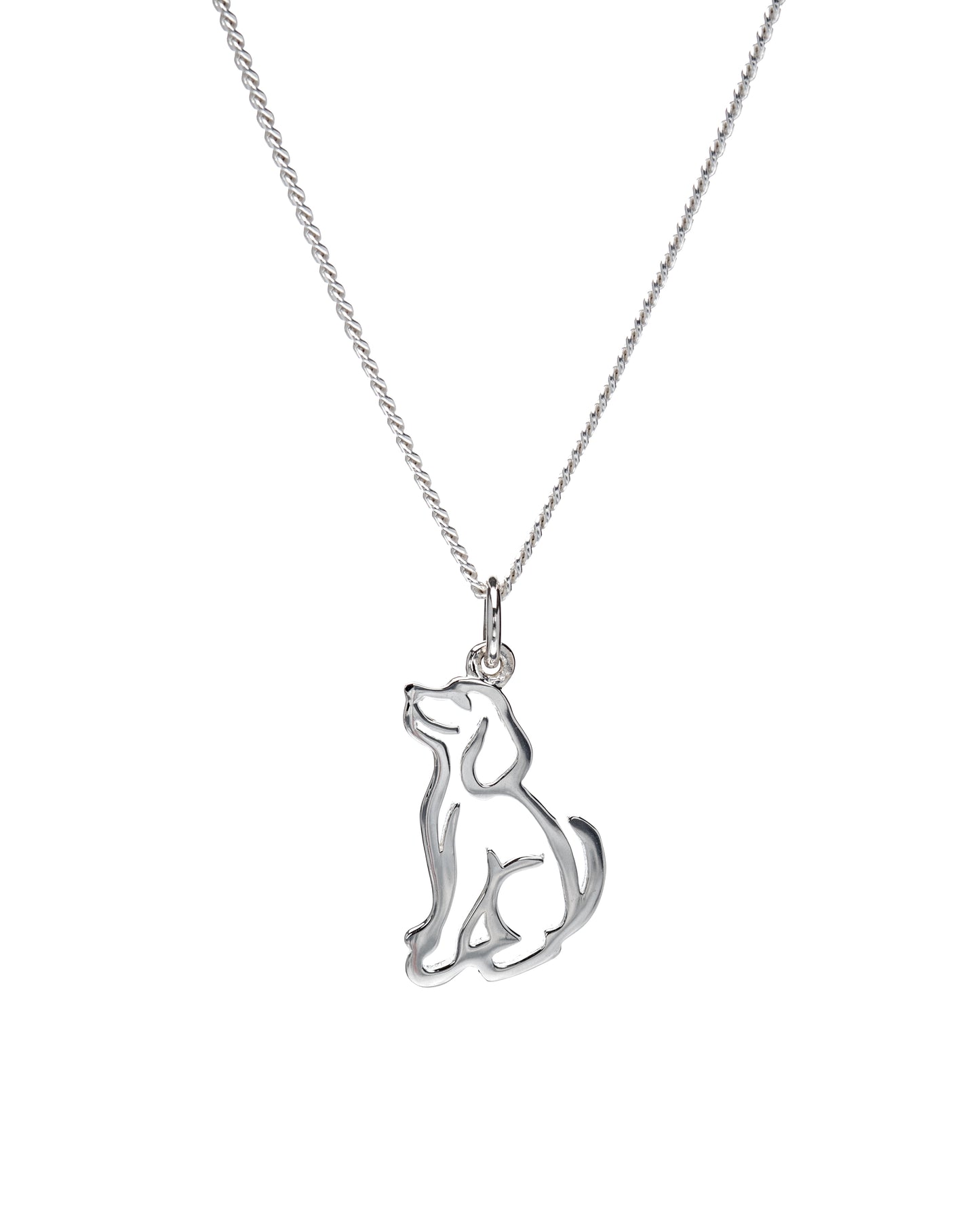 Sterling Silver Open Puppy Pendant Necklace