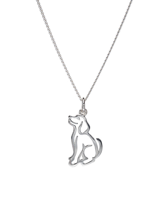 Sterling Silver Open Puppy Pendant Necklace