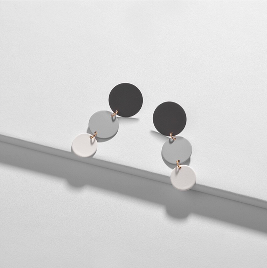 Black Ombre Circular Drop Earrings
