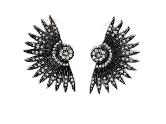 Black Fan Stud Earrings