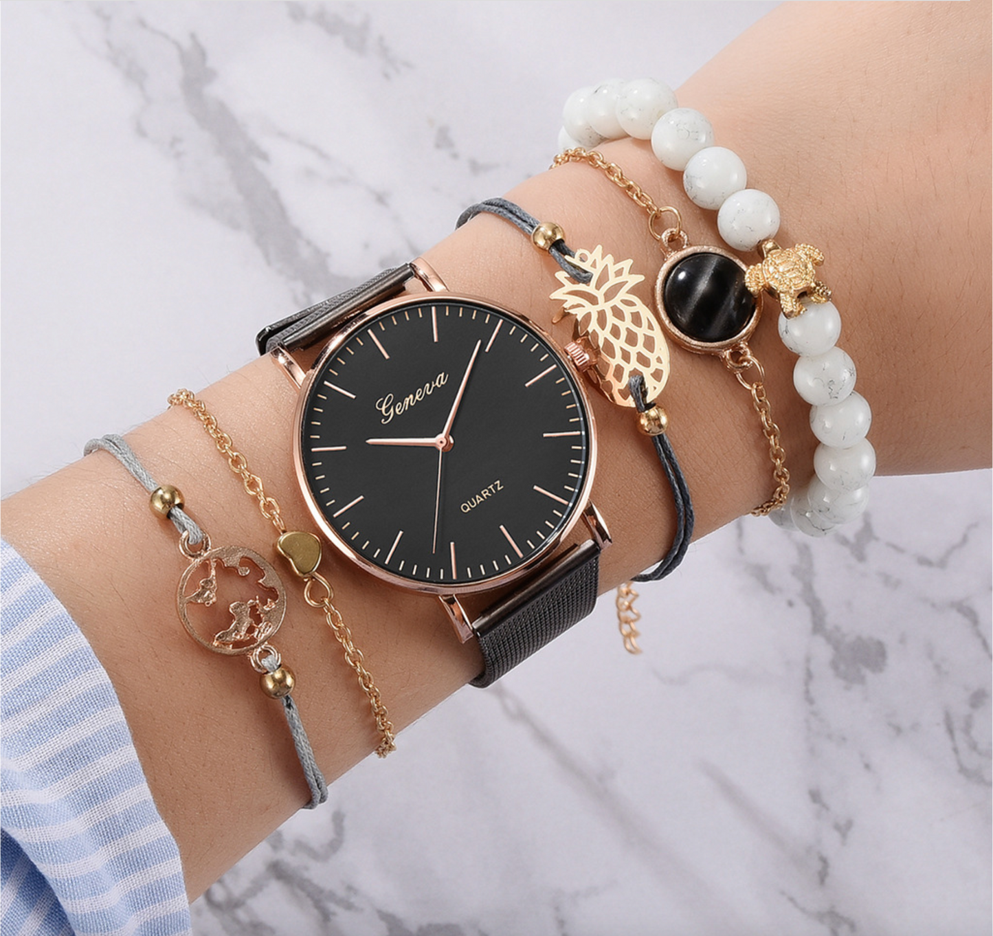 Goldtone Watch Bracelet Set