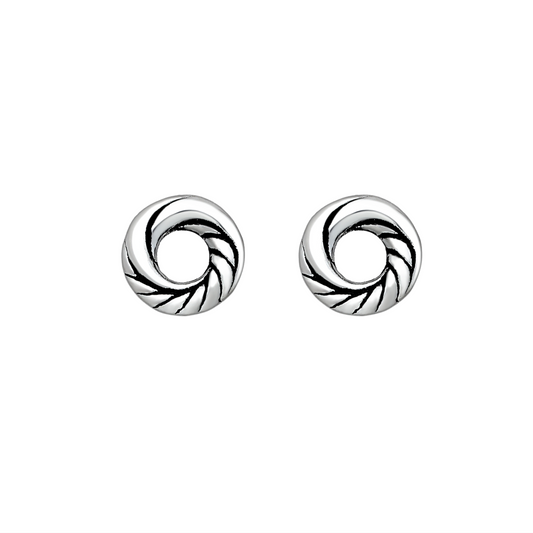 Sterling Silver Bali Open Circle Stud Earrings