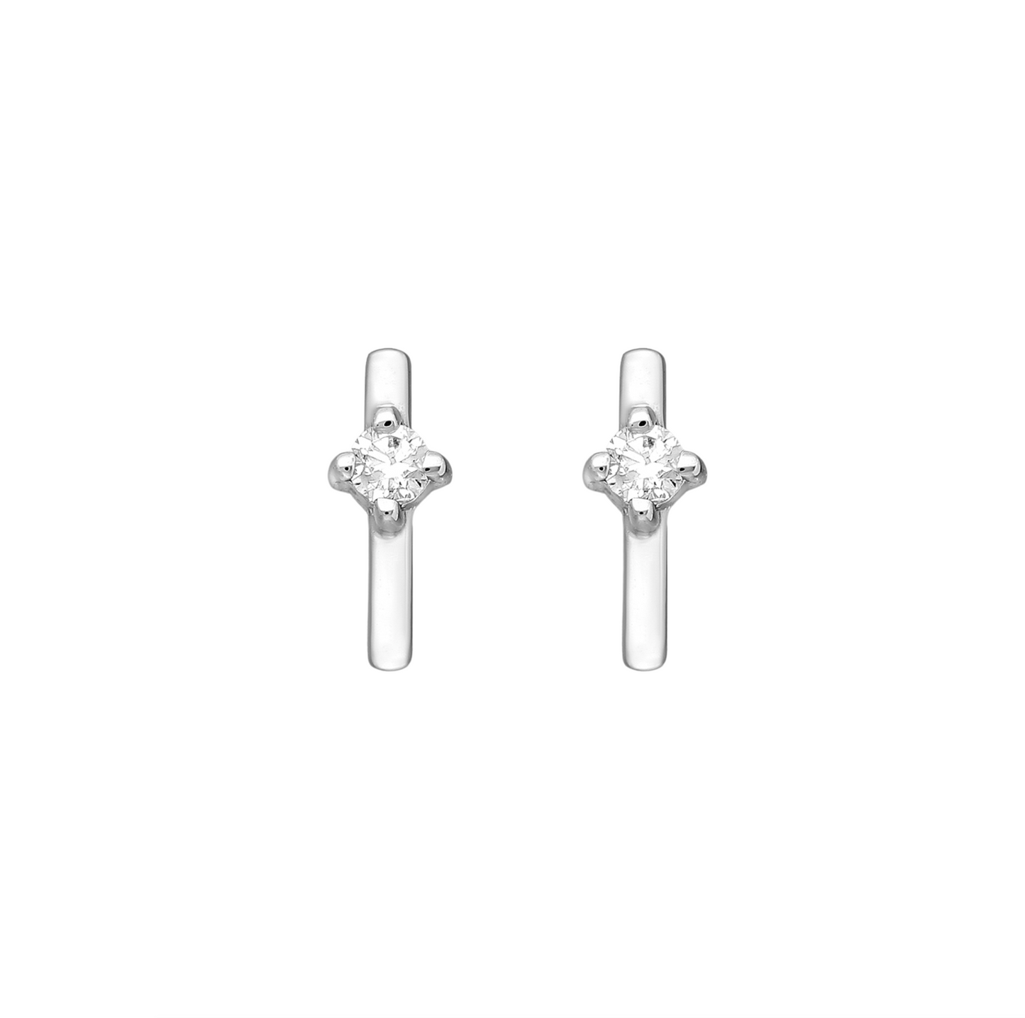 Sterling Silver Cubic Zirconia Bar Stud Earrings