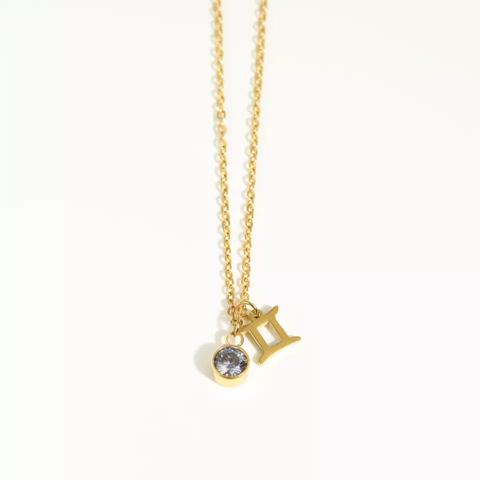 Goldtone & Cubic Zirconia Zodiac Charm Pendant Necklace