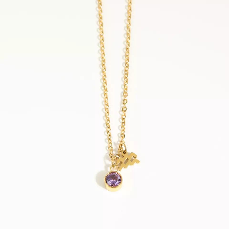 Goldtone & Cubic Zirconia Zodiac Charm Pendant Necklace