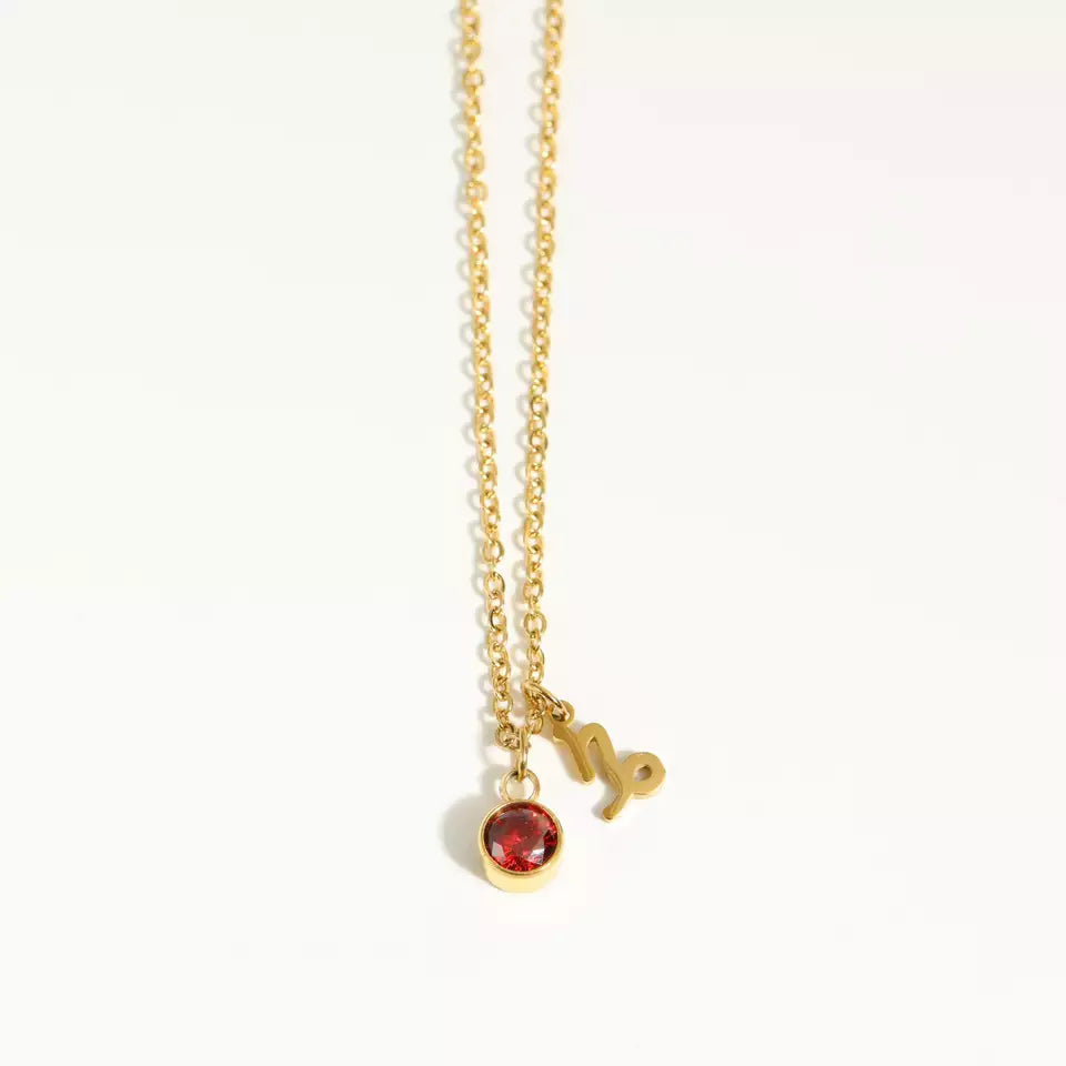 Goldtone & Cubic Zirconia Zodiac Charm Pendant Necklace