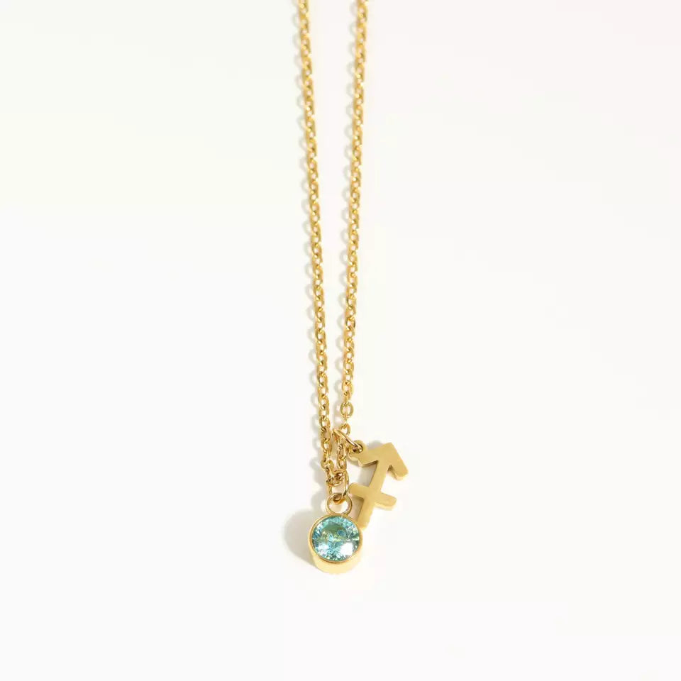 Goldtone & Cubic Zirconia Zodiac Charm Pendant Necklace