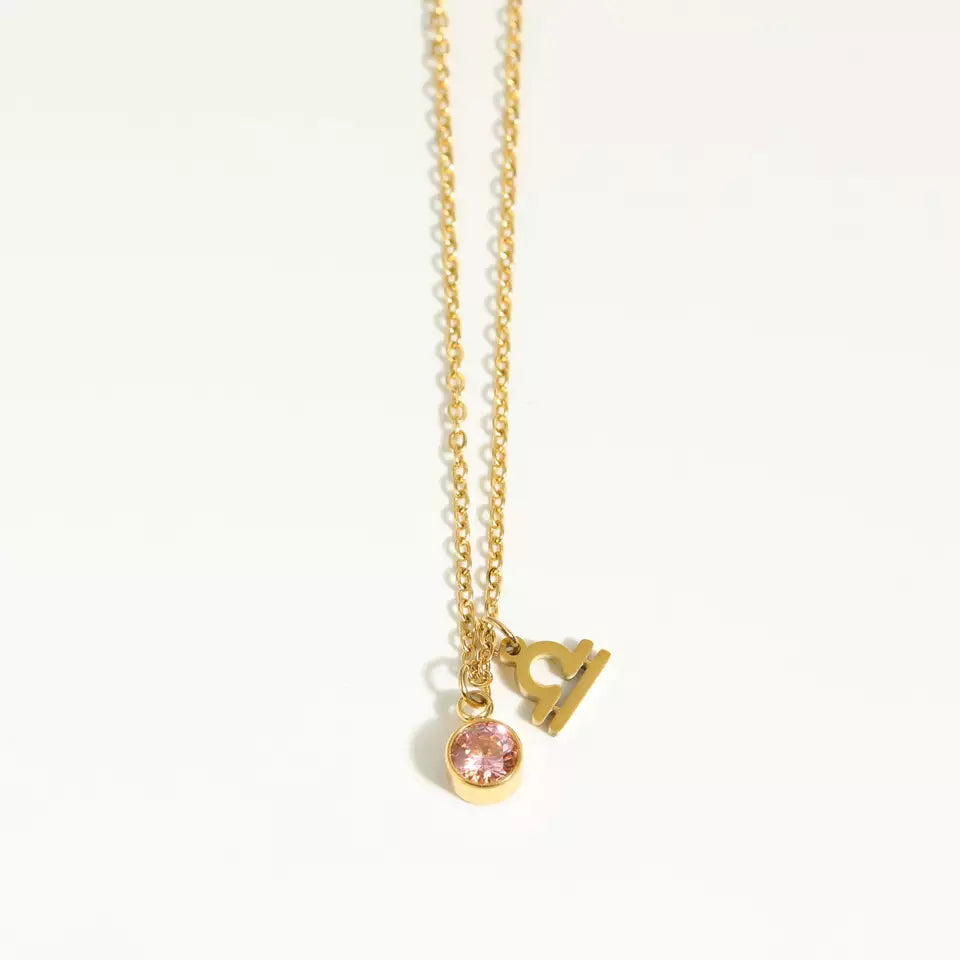 Goldtone & Cubic Zirconia Zodiac Charm Pendant Necklace