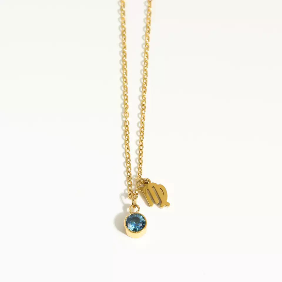 Goldtone & Cubic Zirconia Zodiac Charm Pendant Necklace