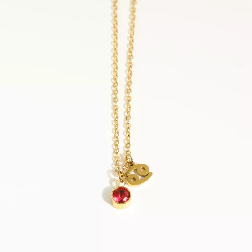 Goldtone & Cubic Zirconia Zodiac Charm Pendant Necklace