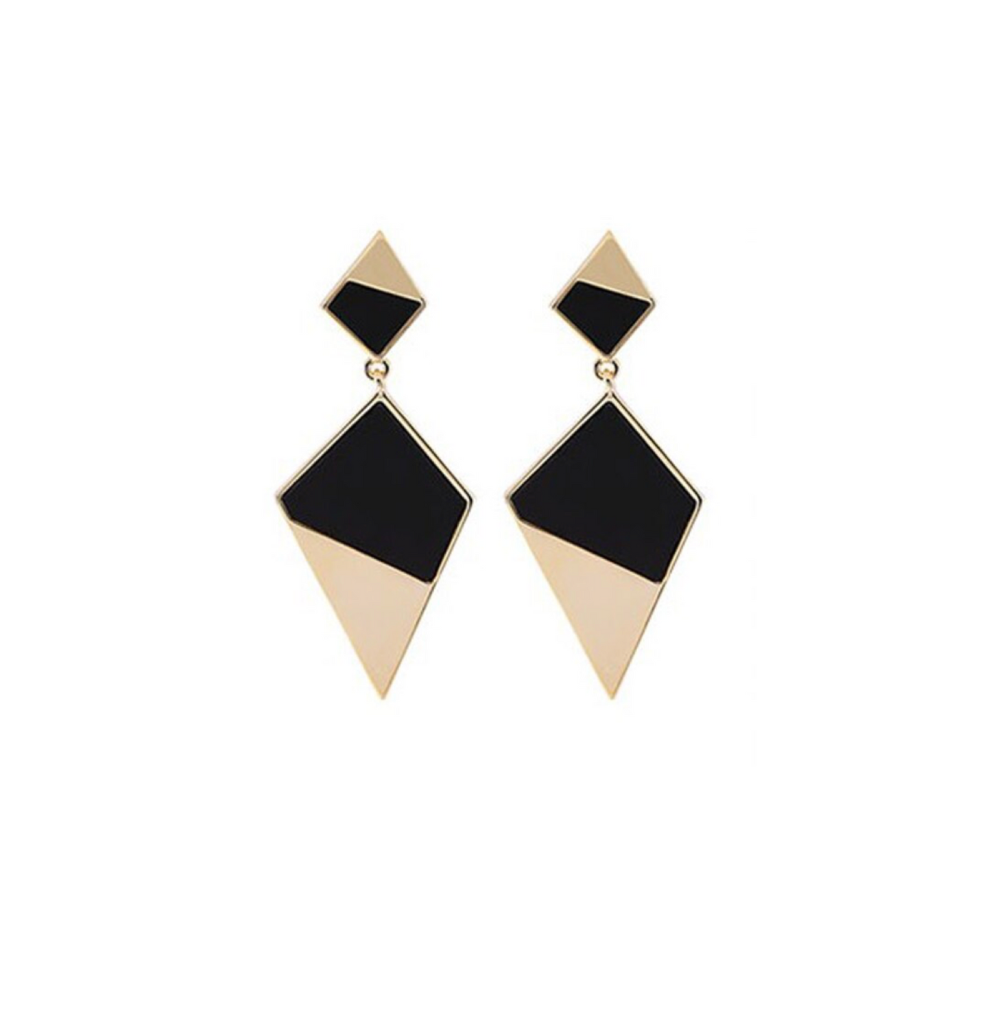 Goldtone & Black Diamond Drop Earrings