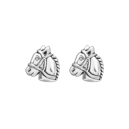 Sterling Silver Horse Stud Earrings