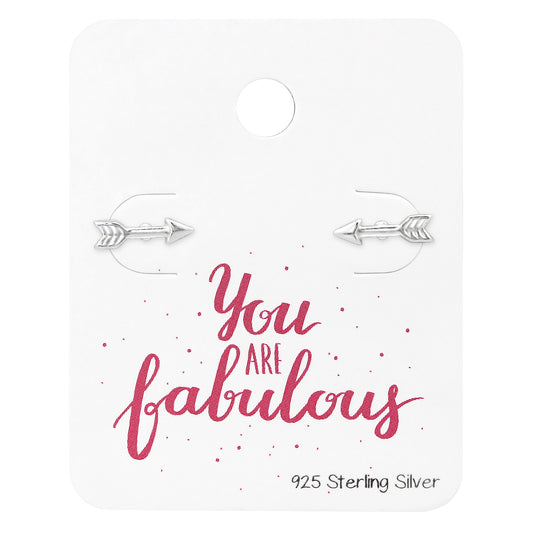 Sterling Silver Arrow Studs On You Are Fabulous Card