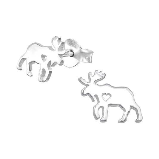 Sterling Silver Moose Stud Earrings