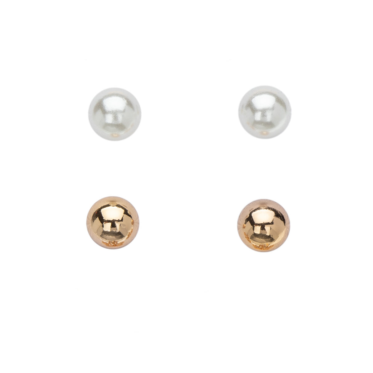 Set Of 2 Goldtone Imitation Pearl Stud Earrings