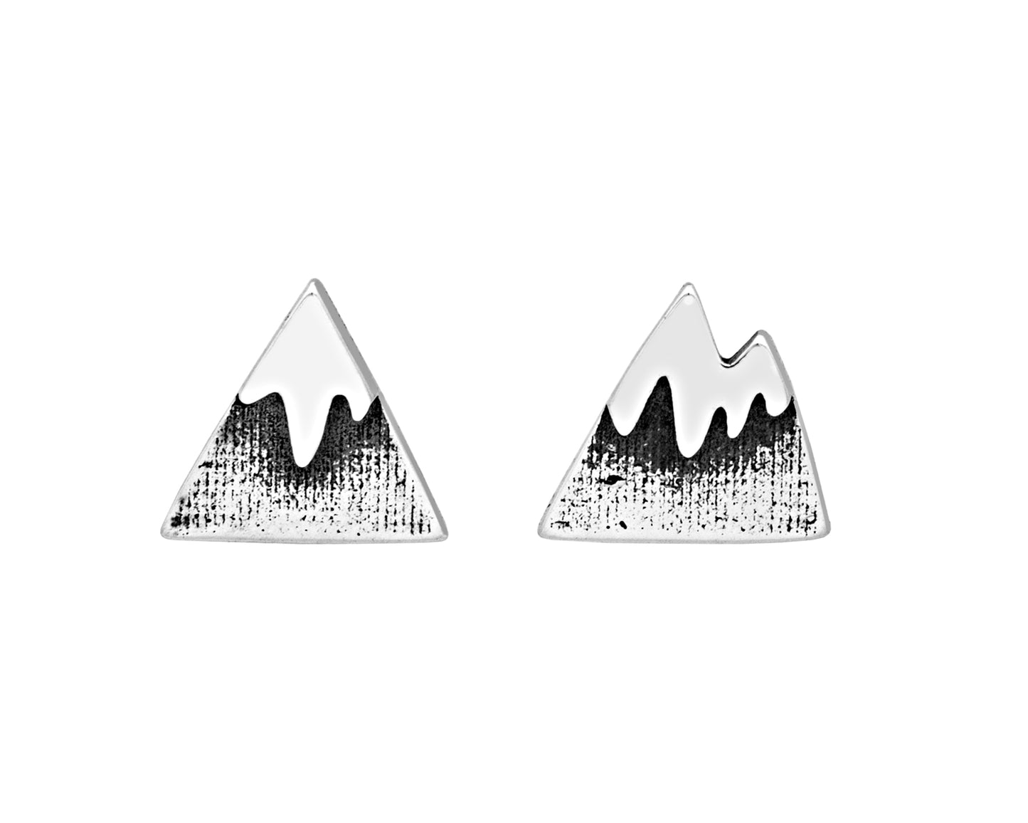 Sterling Silver Oxidized Mountain Stud Earrings