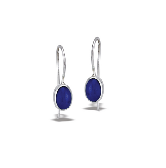 Sterling Silver Sodalite Oval Threader Earrings