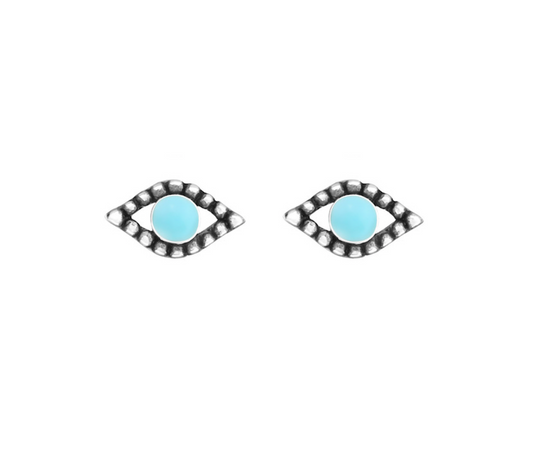 Sterling Silver Turquoise Eye Stud Earrings