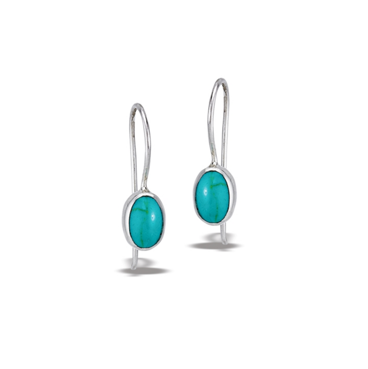 Sterling Silver Imitation Turquoise Oval Threader Earrings