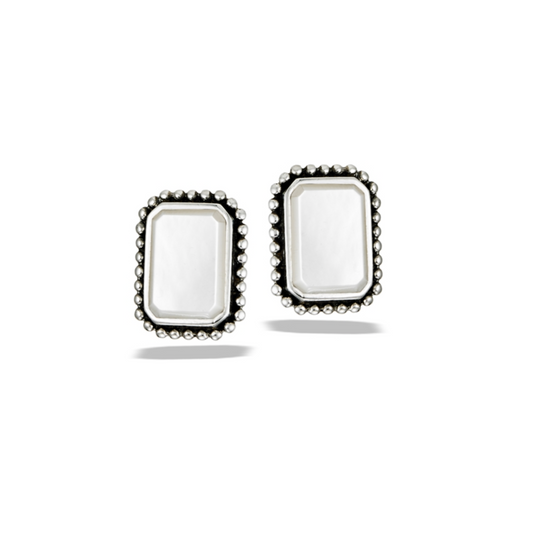 Sterling Silver Mother Of Pearl Rectangular Stud Earrings