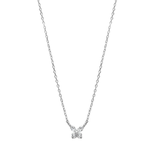 Sterling Silver Cubic Zirconia Butterfly Pendant Necklace