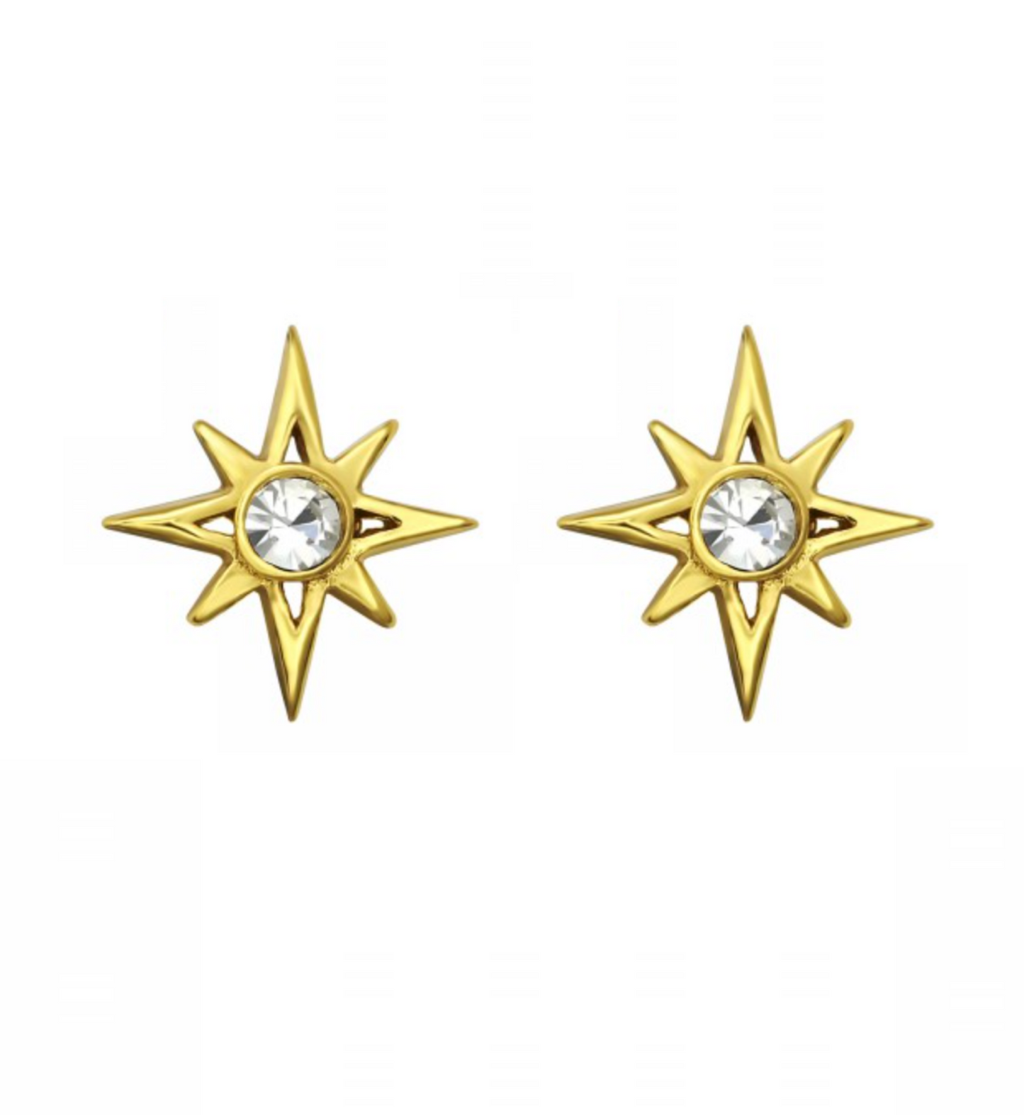 Goldtone Plated Sterling Silver Cubic Zirconia Star Stud Earrings