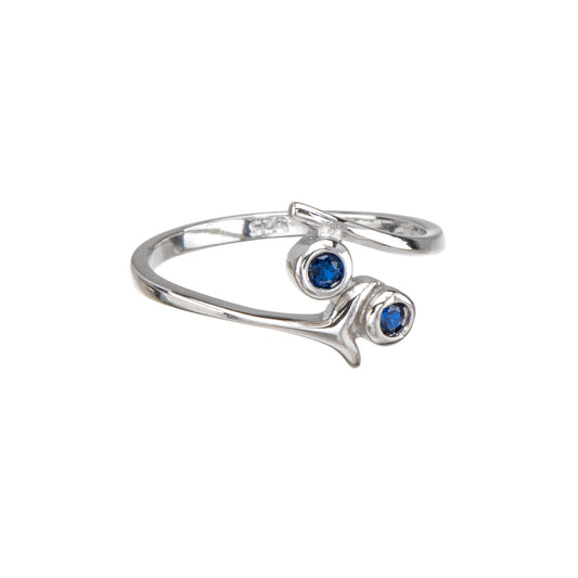 Sterling Silver Wrapped Branches With Blue Cubic Zirconia Toe Ring