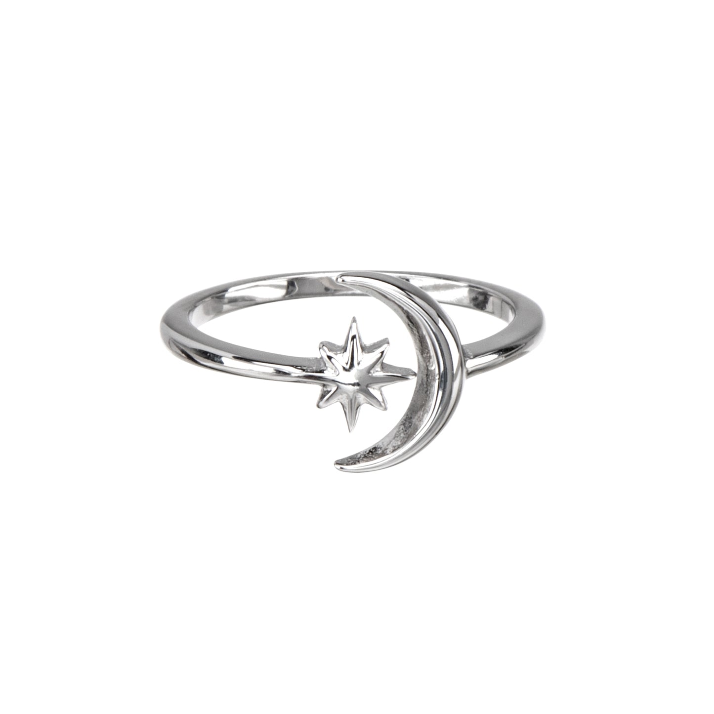 Sterling Silver Crescent Moon Star Toe Ring