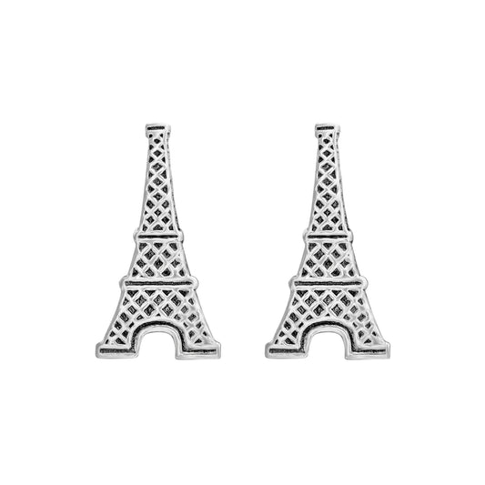 Sterling Silver Eiffel Tower Stud Earrings