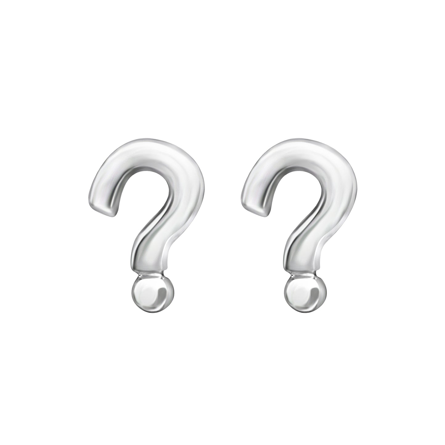 Sterling Silver Question Mark Stud Earrings