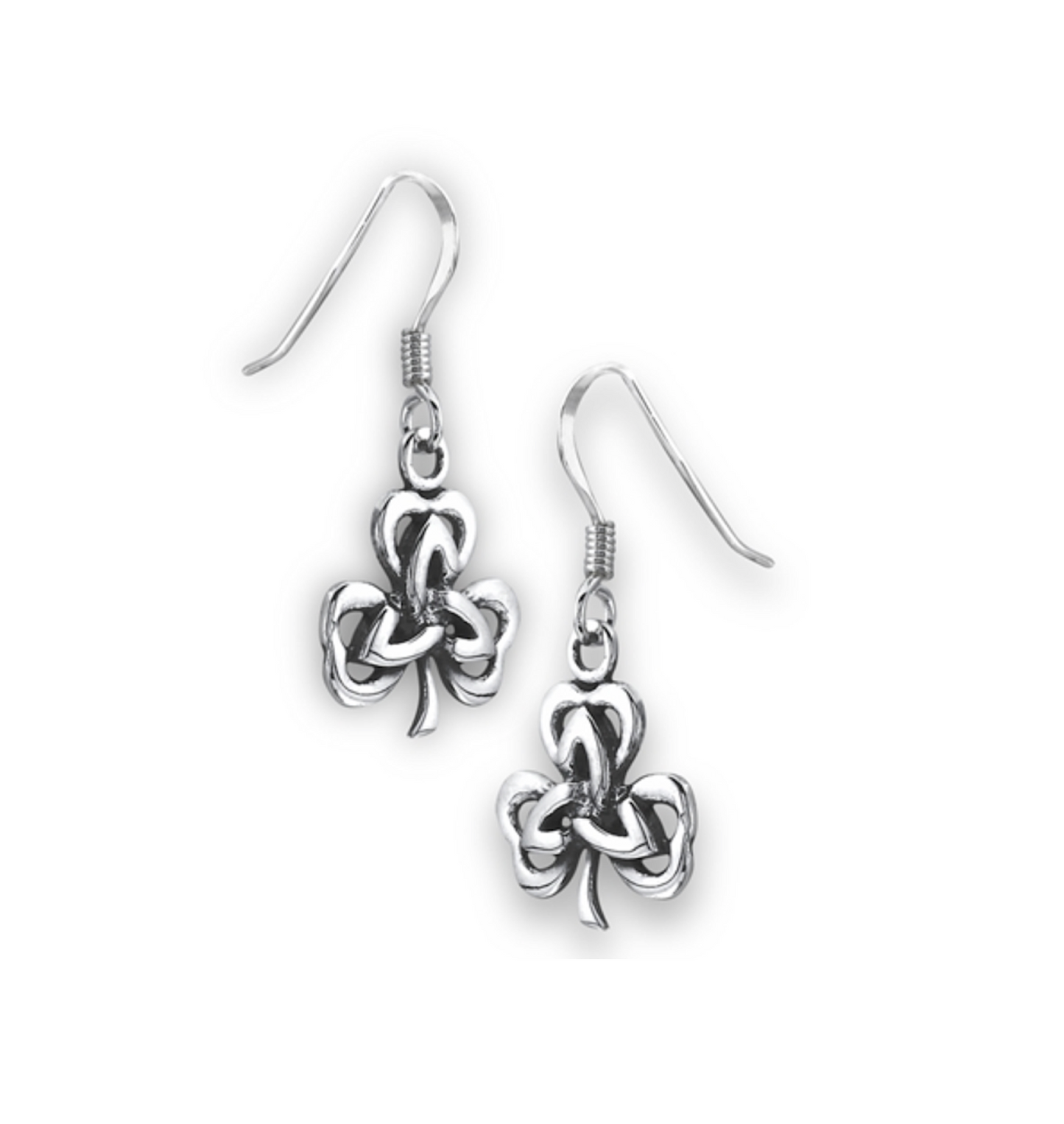 Sterling Silver Clover Drop Earrings