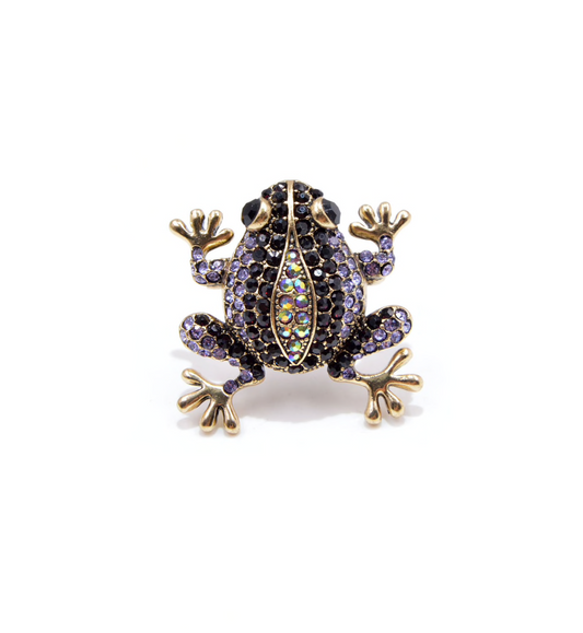 Purple Crystal Frog Brooch