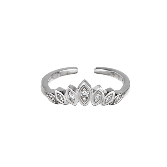 Sterling Silver Cubic Zirconia Tiara Toe Ring