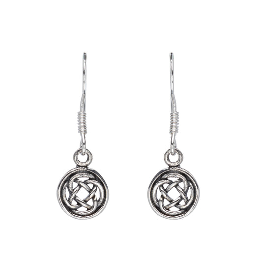 Sterling Silver Circular Celtic Knot Drop Earrings