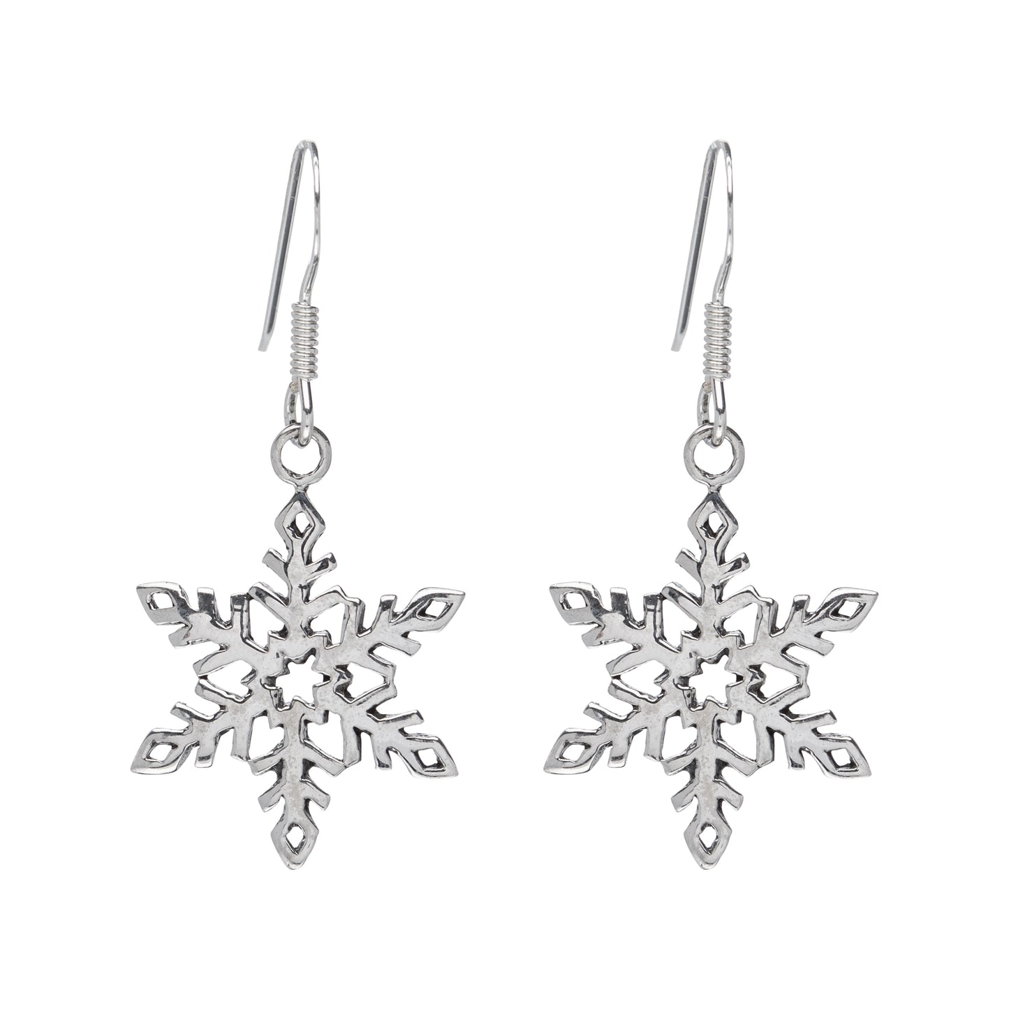 Sterling Silver Snowflake Drop Earrings