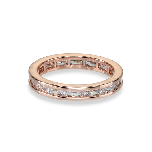 Rose Goldtone Clear Cubic Zirconia Band Ring