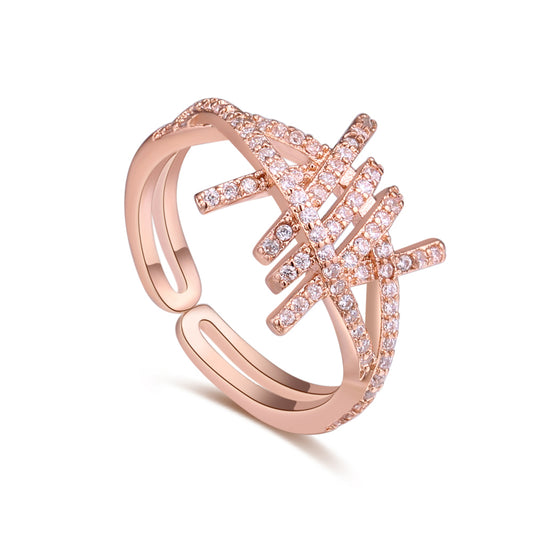 Rose Goldtone Cubic Zirconia Geometric Ring