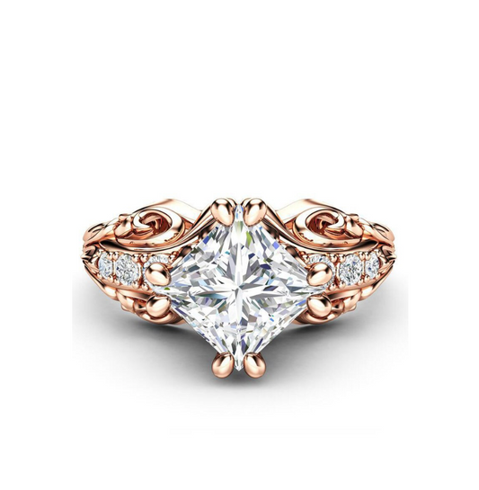 Rose Goldtone Cubic Zirconia Floral Ring