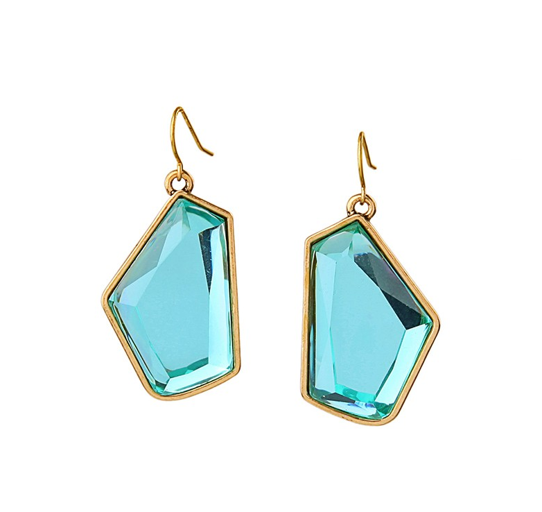 Goldtone Turquoise Geometric Drop Earrings