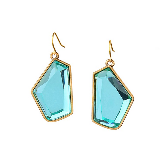 Goldtone Turquoise Geometric Drop Earrings