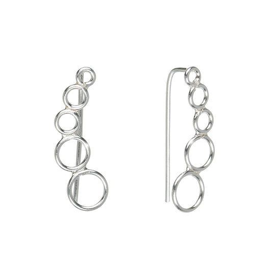 Sterling Silver Open Circular Graduated Threader Earrings