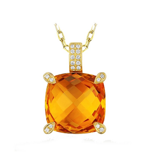 Goldtone Topaz Cubic Zirconia Pendant Necklace