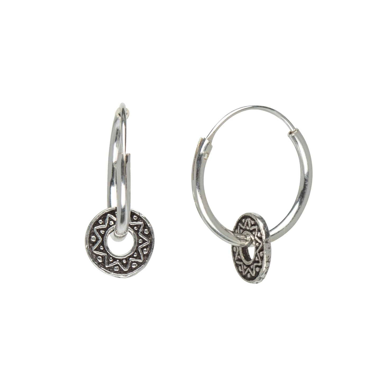 Sterling Silver Aztec Hooped Earrings