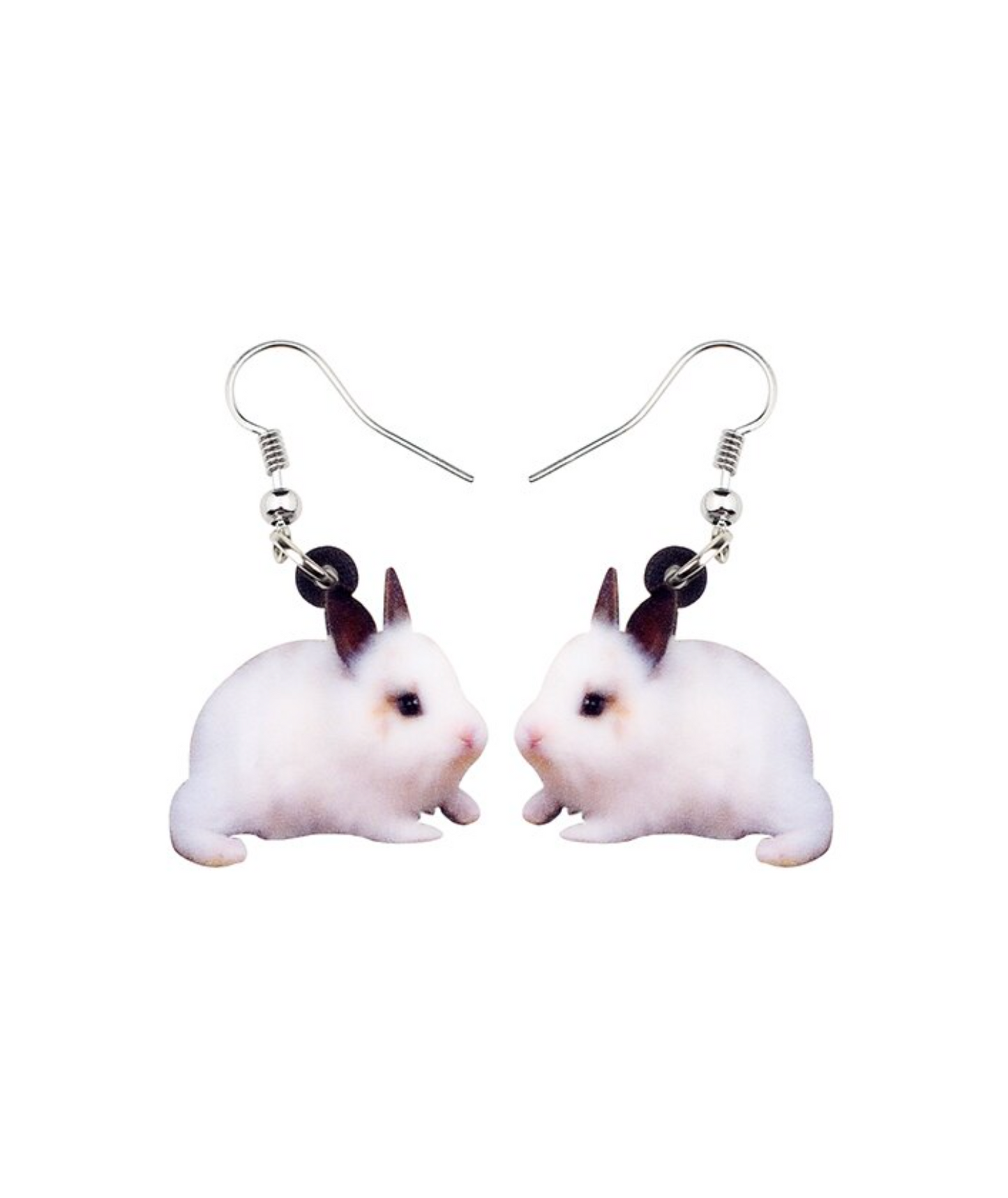 White Bunny Rabbit Drop Earrings